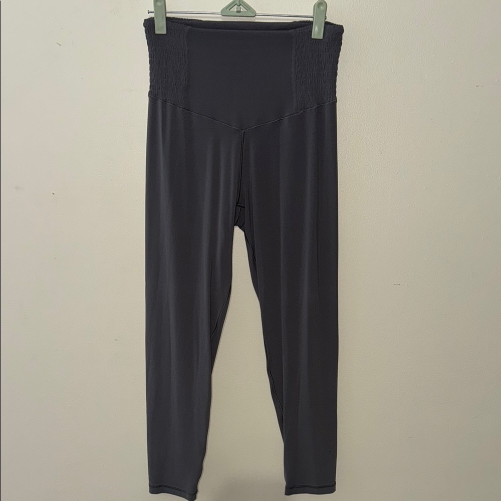 Aerie Offline Ruched High-Waisted Gray Leggings, Size Large